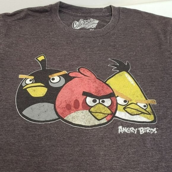 Old Navy Collectabilitees Angry Birds Mens Tshirt Gray Size Medium - Picture 3 of 5